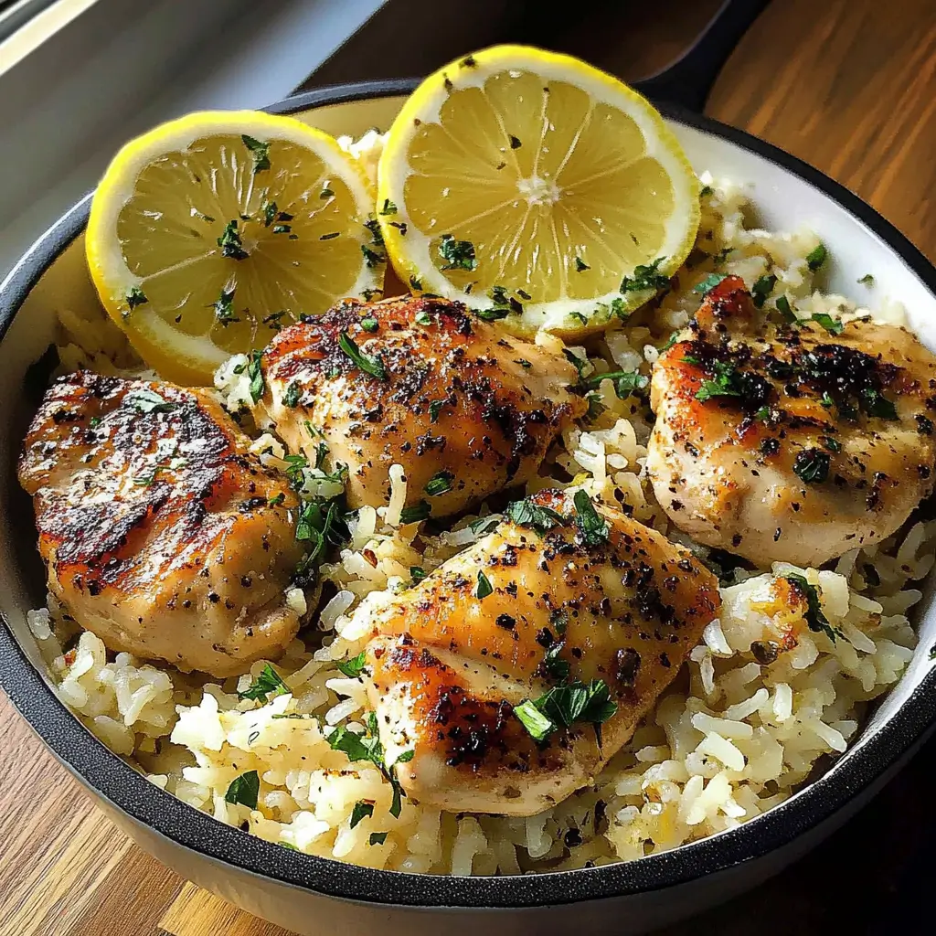 One Pot Greek Chicken and Lemon Rice