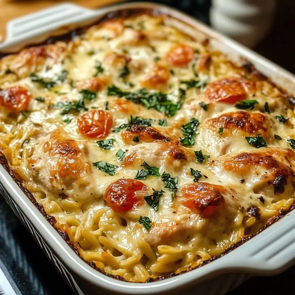 Orzo Tuscan Chicken Bake