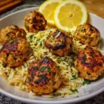 Savory Greek Chicken Meatballs with Zesty Lemon Orzo