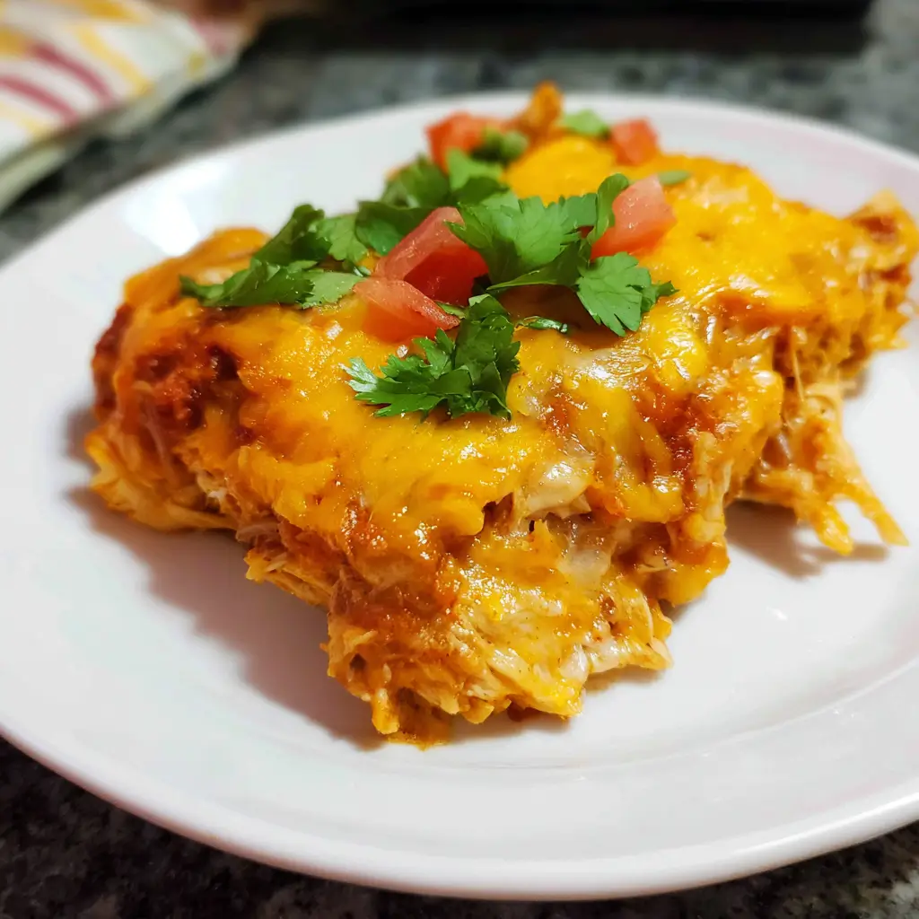 Slow Cooker Chicken Enchilada Casserole