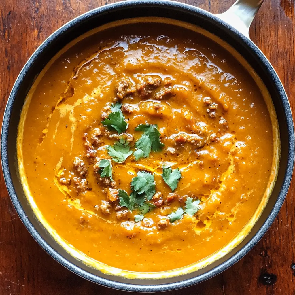 Spicy chorizo pumpkin soup