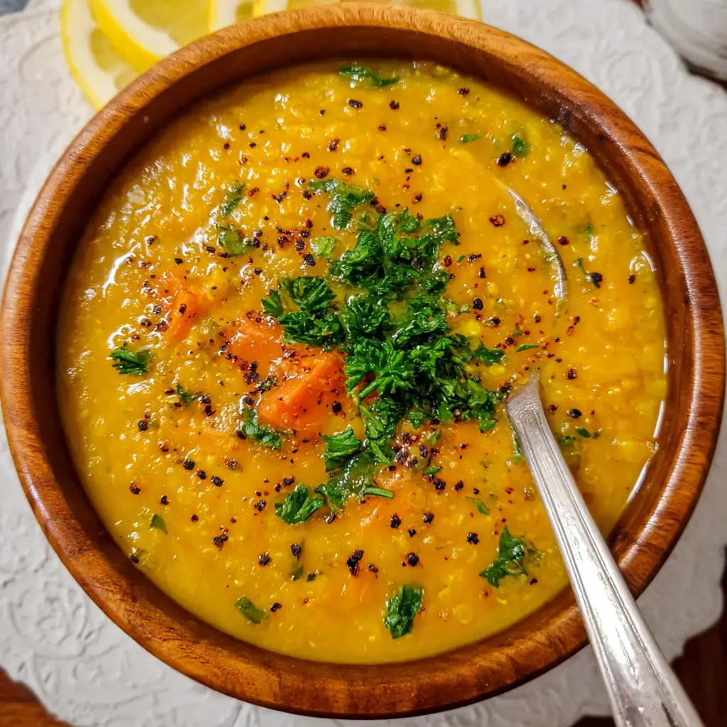 Vegan Lemon Lentil Soup with Turmeric