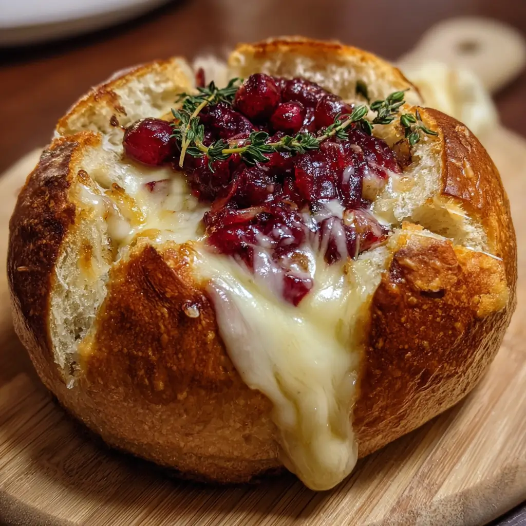 Baked Brie Bread Bowl Cranberry