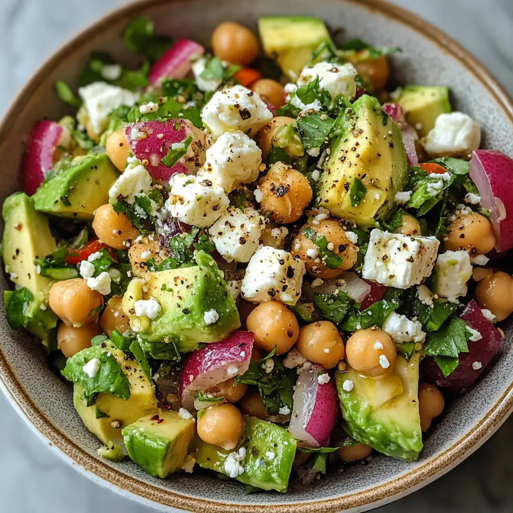 Chickpea Feta Avocado Salad