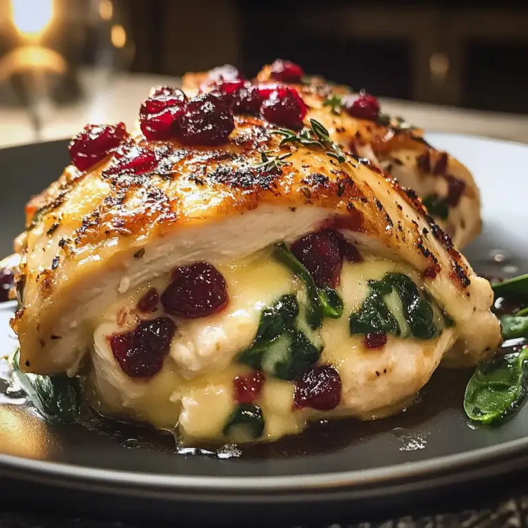 Cranberry Spinach Stuffed Chicken Brie