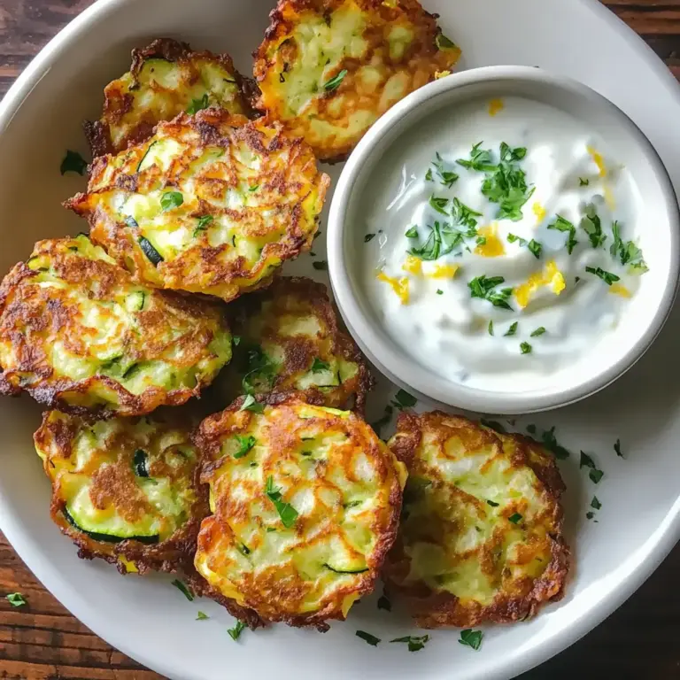 Crispy Zucchini Fritters with Lemon Yogurt