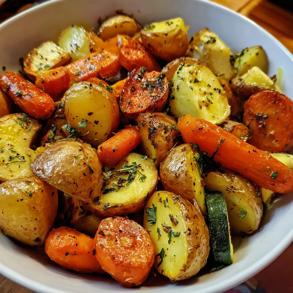 Garlic Herb Roasted Potatoes, Carrots, and Zucchini