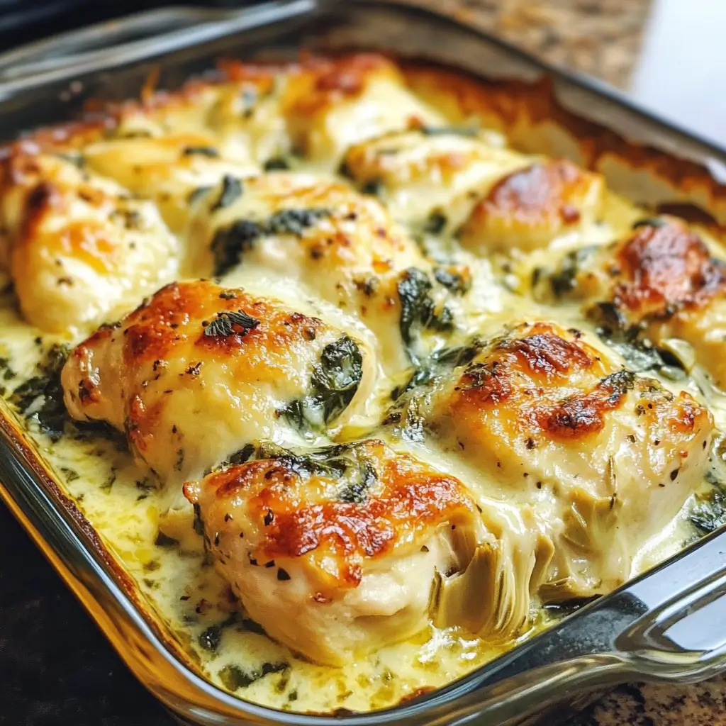 Healthy Spinach Artichoke Chicken Bake