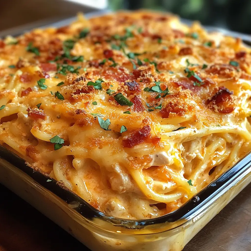 Irresistible Spicy Southern Cheesy Chicken Spaghetti Casserole