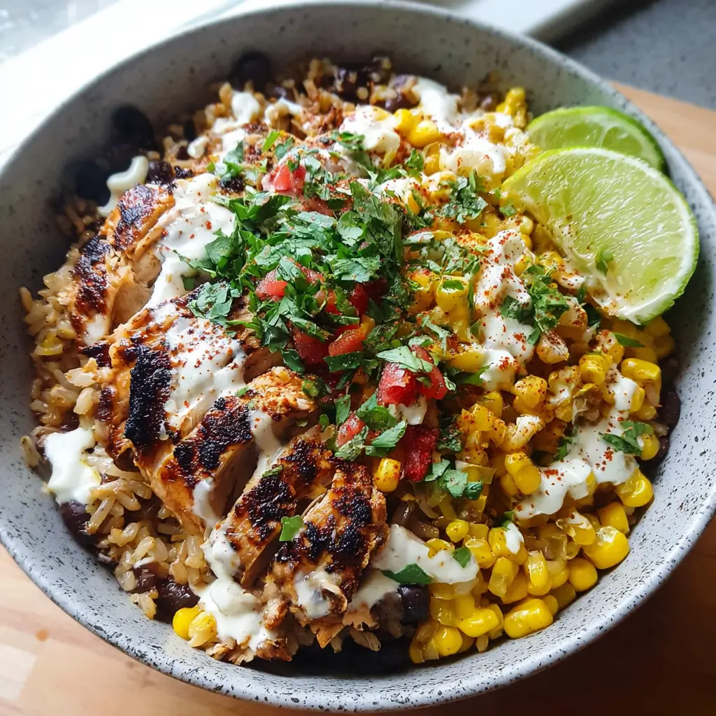Mexican Street Corn Chicken Rice Bowl