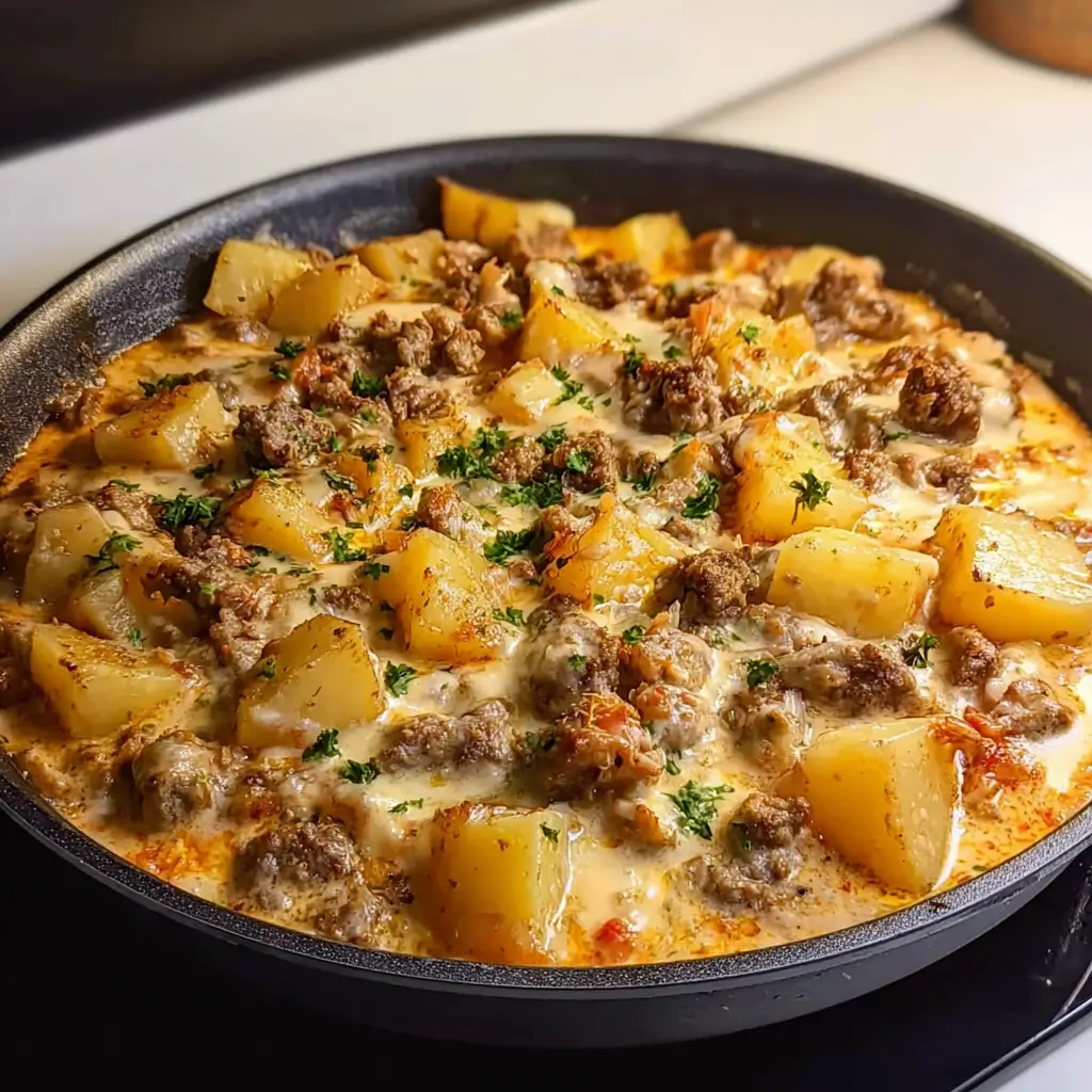 One Pan Creamy Meat & Potato Skillet
