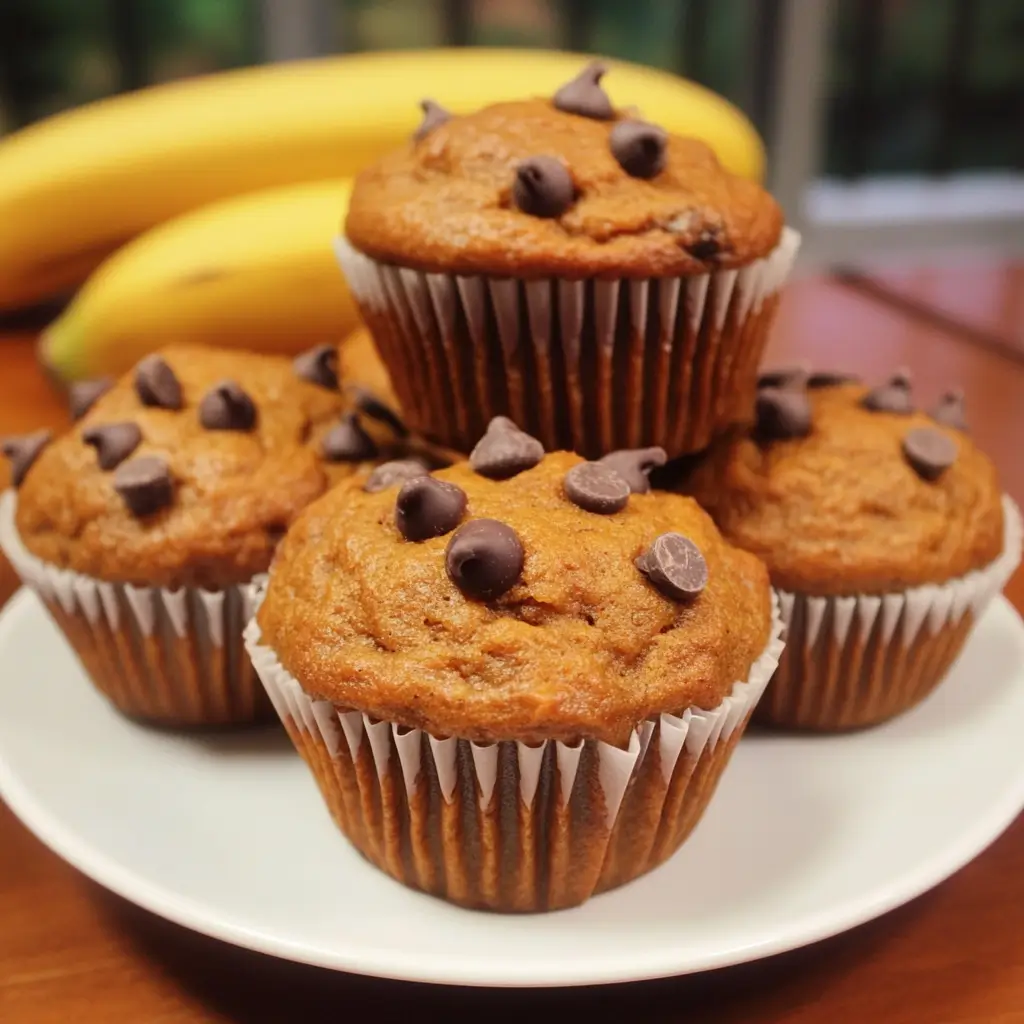 Pumpkin Banana Chocolate Chip Muffins