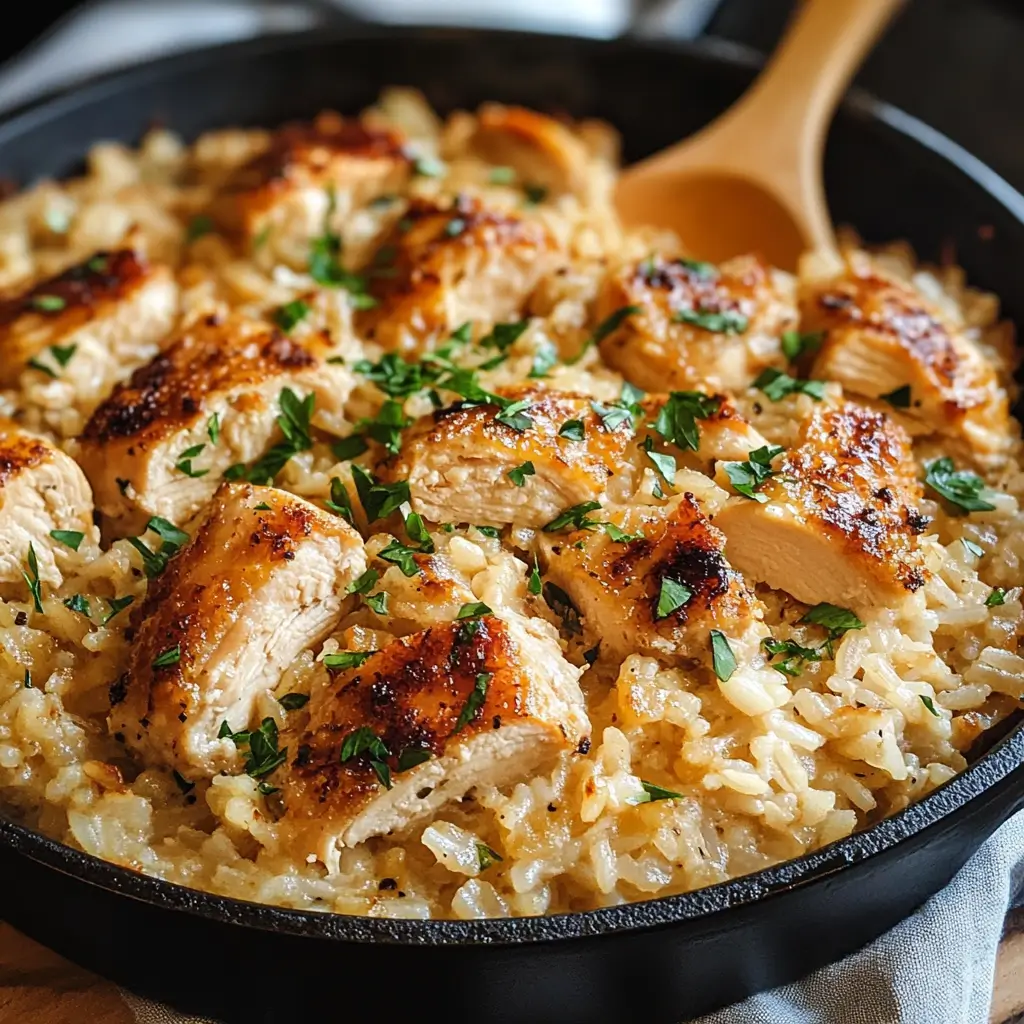 Skillet Garlic Chicken and Rice Casserole
