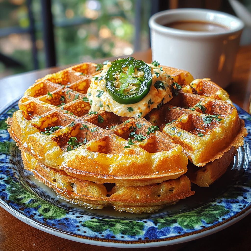 Cheddar Jalapeño Cornbread Waffles