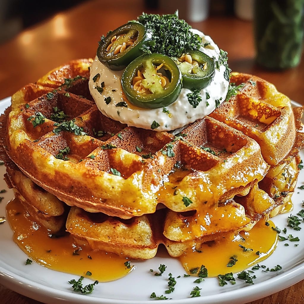 Cheddar Jalapeño Cornbread Waffles