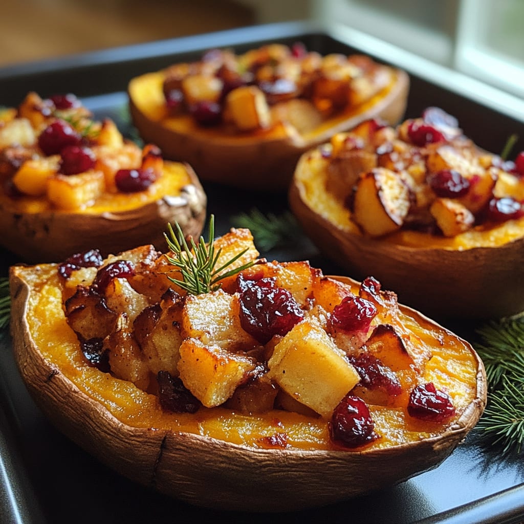 Cranberry Apple Twice-Baked Sweet Potatoes