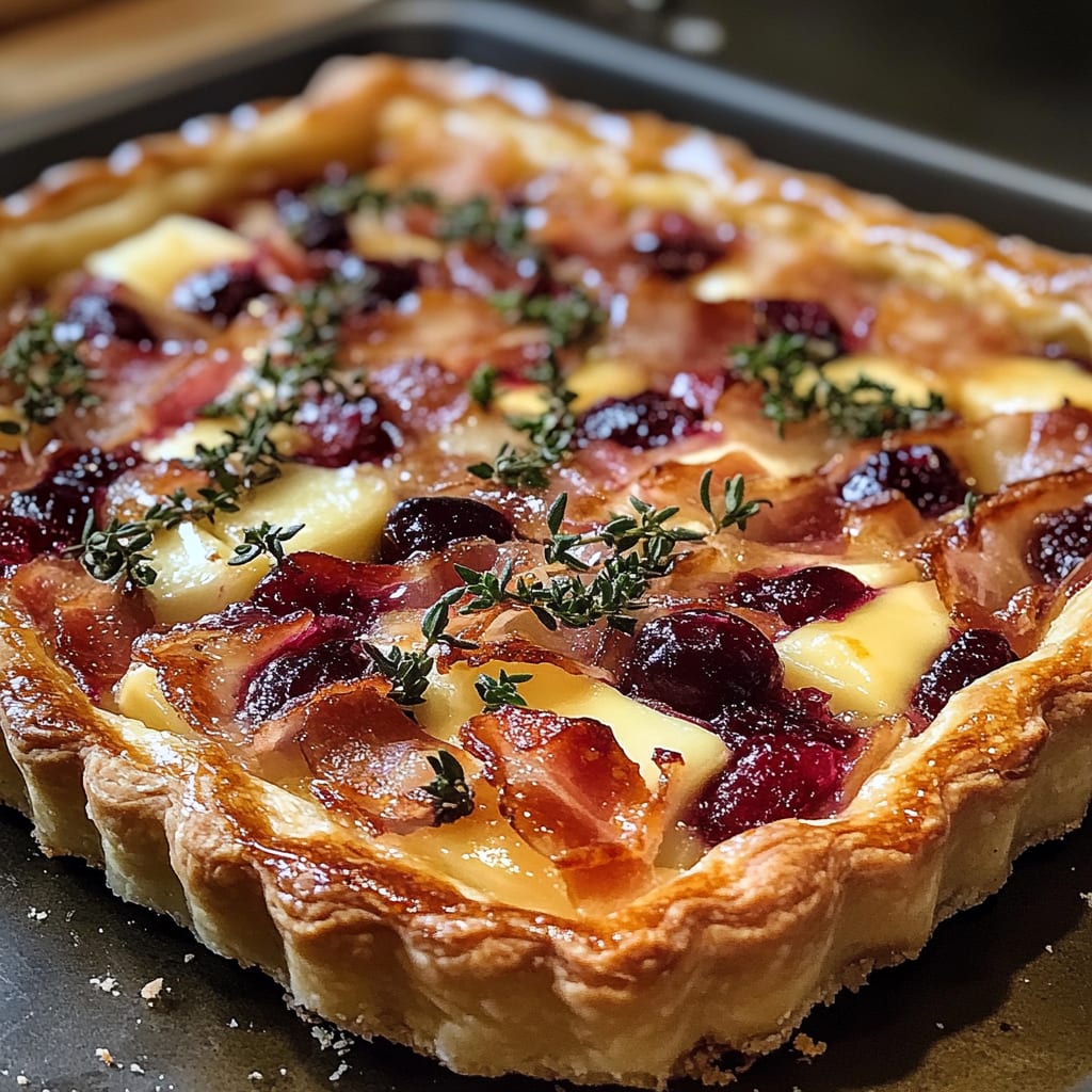 Cranberry Brie Tart with Pancetta & Thyme