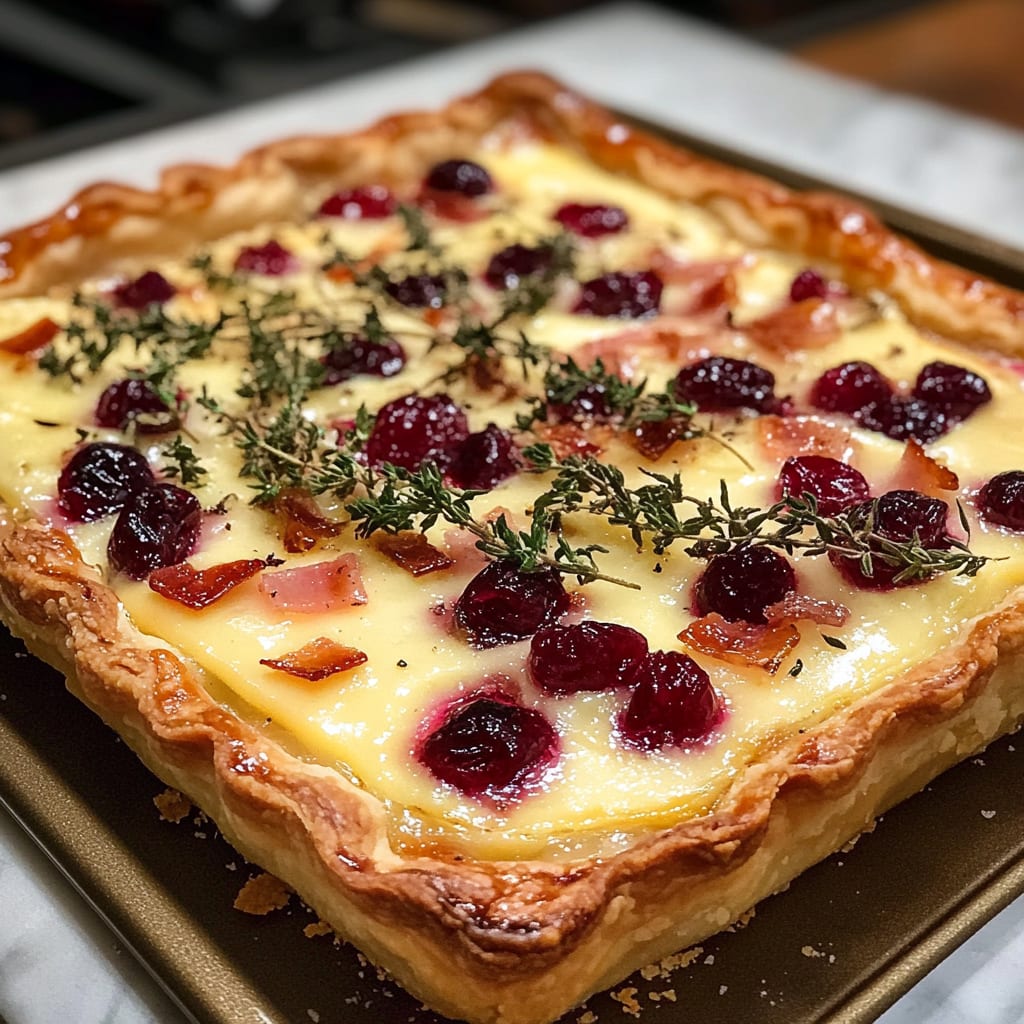 Cranberry Brie Tart with Pancetta & Thyme
