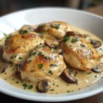 Creamy Garlic Mushroom Chicken Thighs Dinner