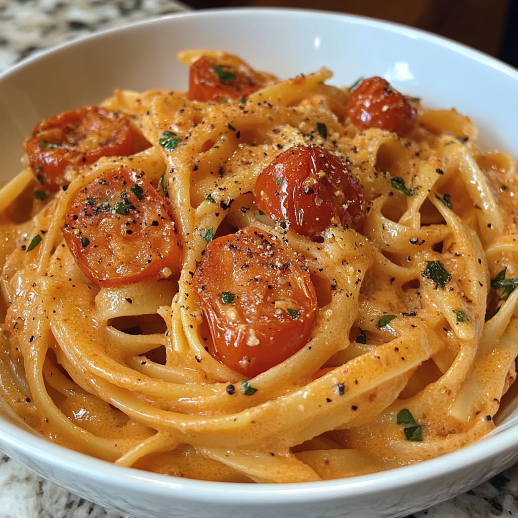 Creamy Roasted Tomato and Garlic Pasta