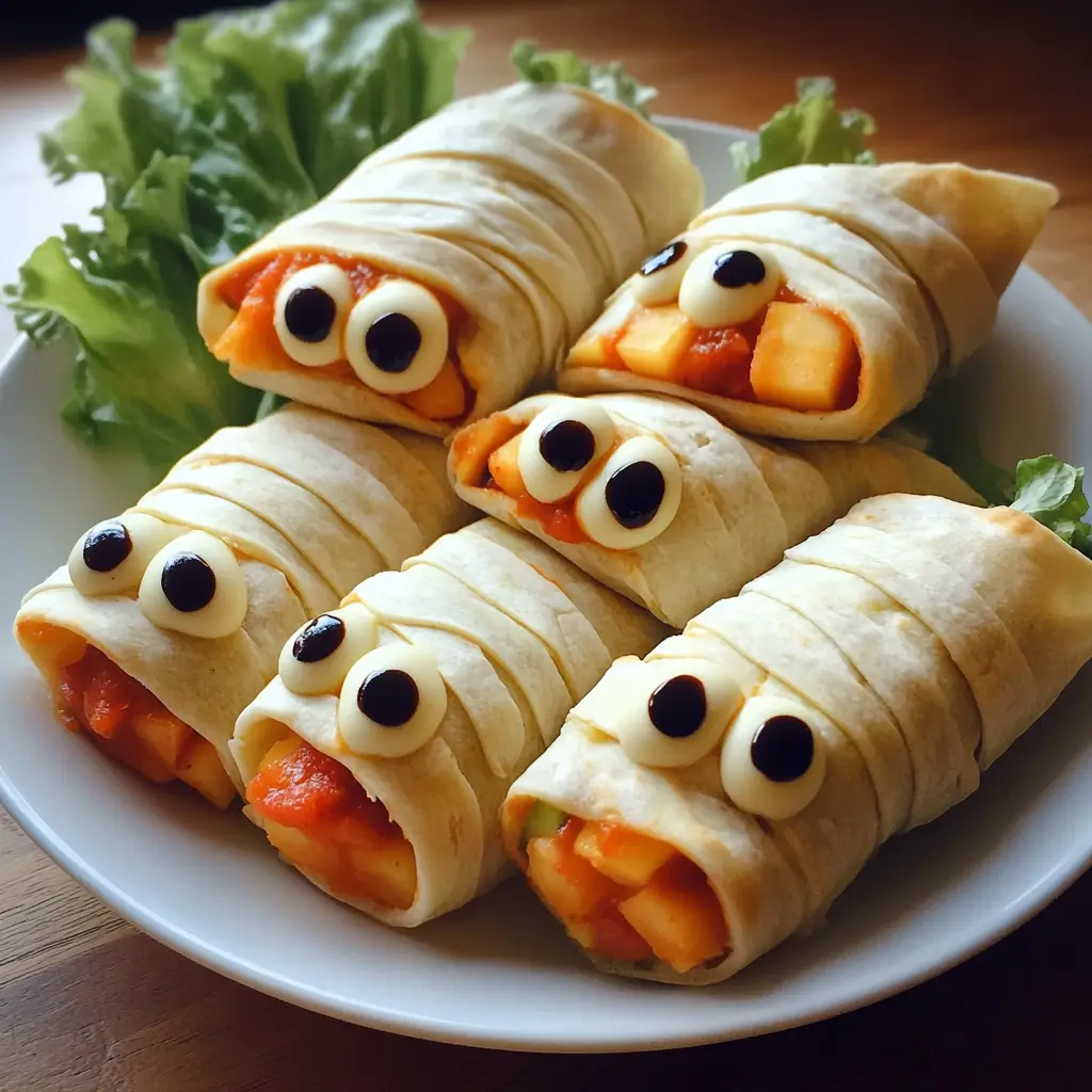 Creepy Cute Mummy Veggie Wraps
