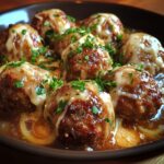 Crockpot French Onion Meatballs