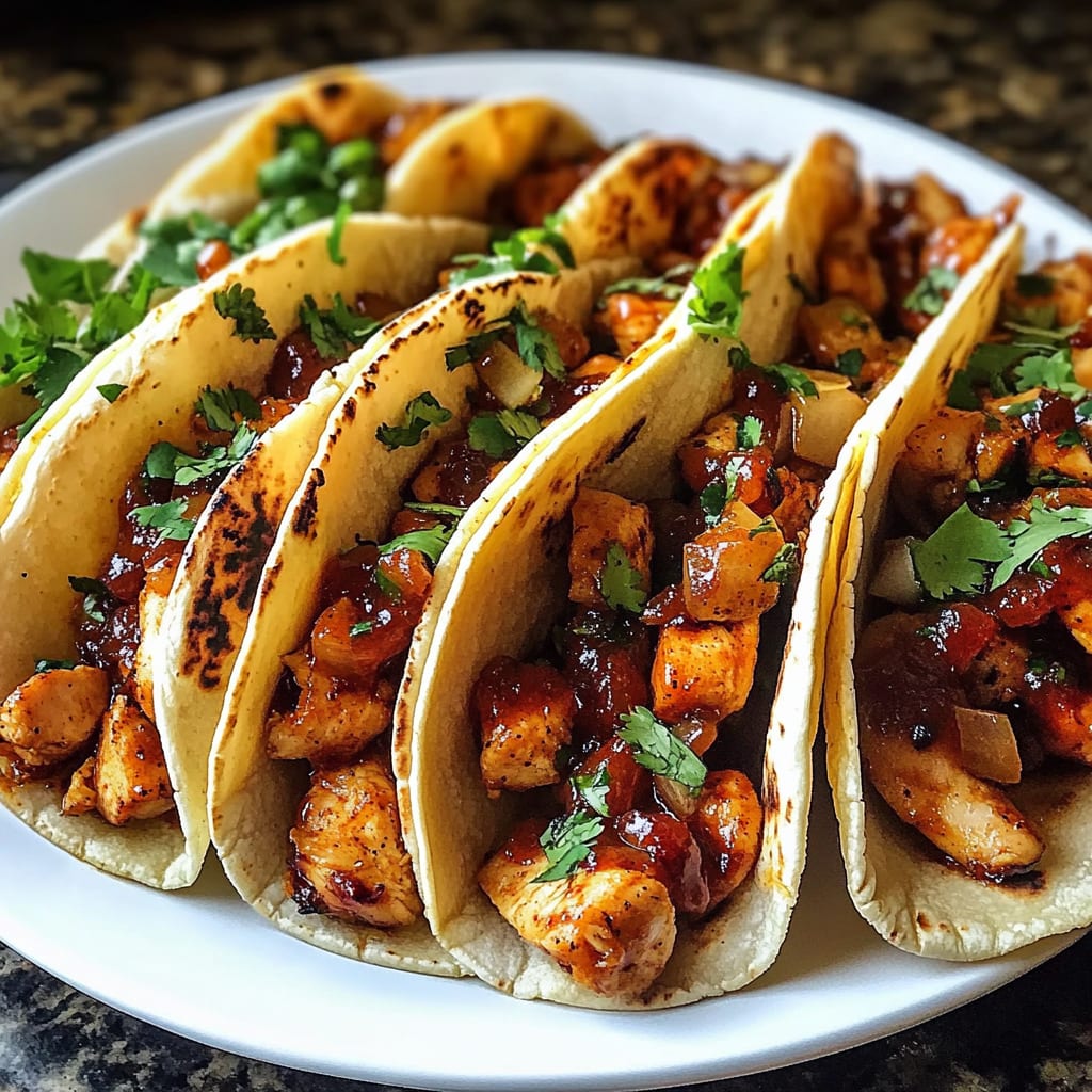 Garlic Butter Honey BBQ Chicken Tacos