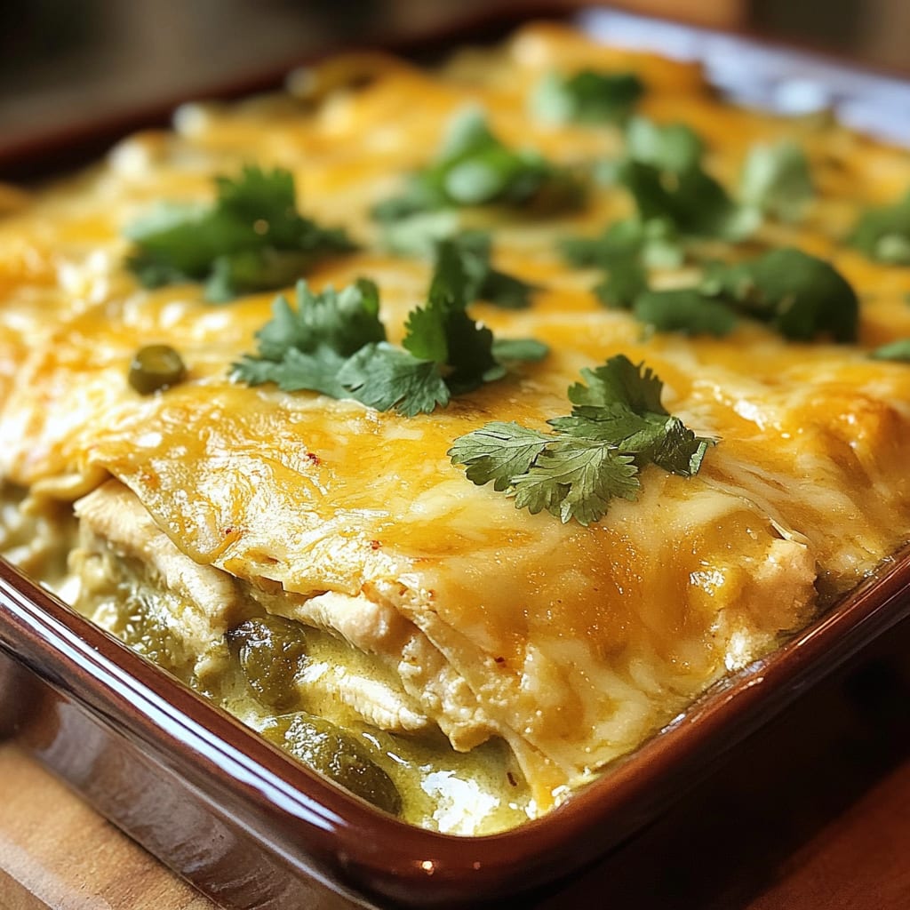 Green Chile Chicken Enchilada Casserole