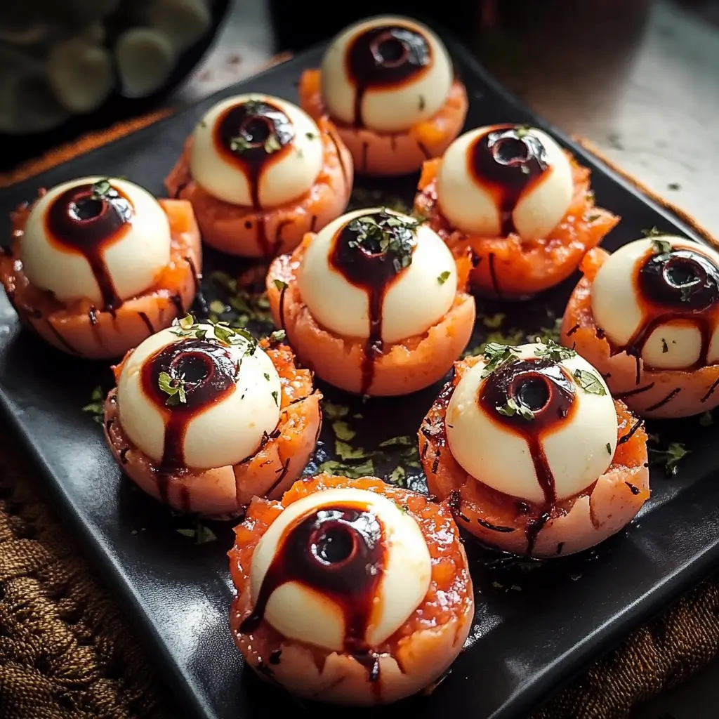 Halloween Antipasto Eyeballs Appetizer