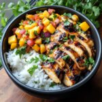 Jerk Chicken Bowls with Mango Salsa and Coconut Rice