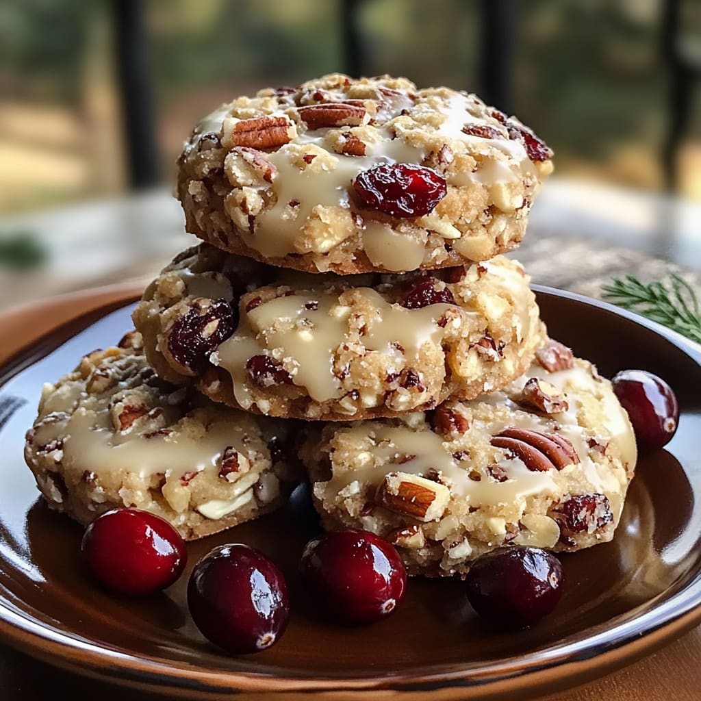 No-Bake Cranberry Pecan Praline Cookies