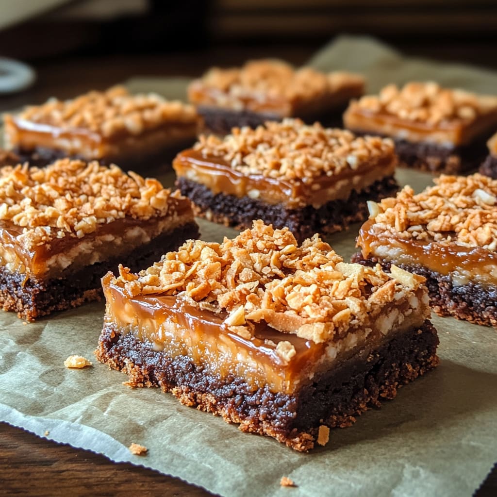 Samoas Cookie Caramel Coconut Bars