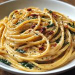 Spaghetti with Spinach and Sun-Dried Tomato Cream Sauce