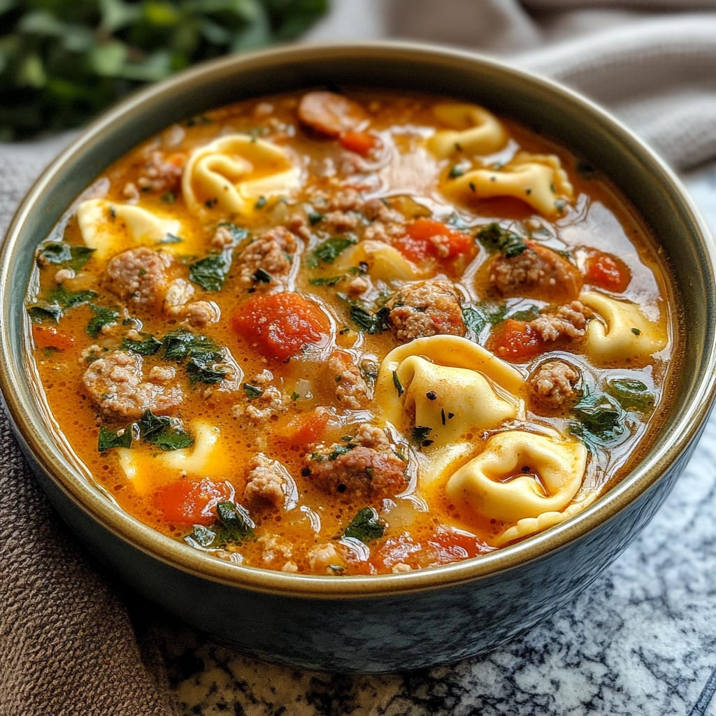 Spicy Italian Sausage and Tortellini Soup