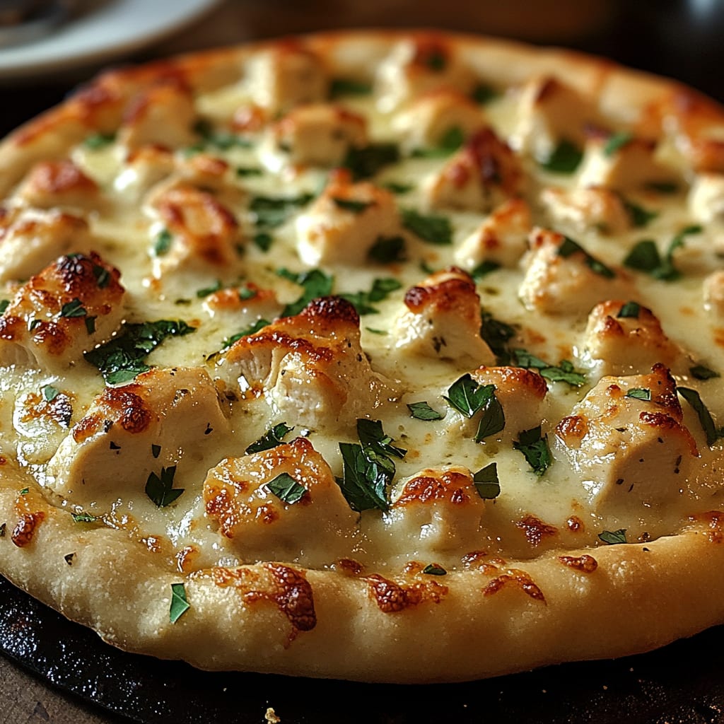 Chicken Alfredo Garlic Bread Pizza Recipe