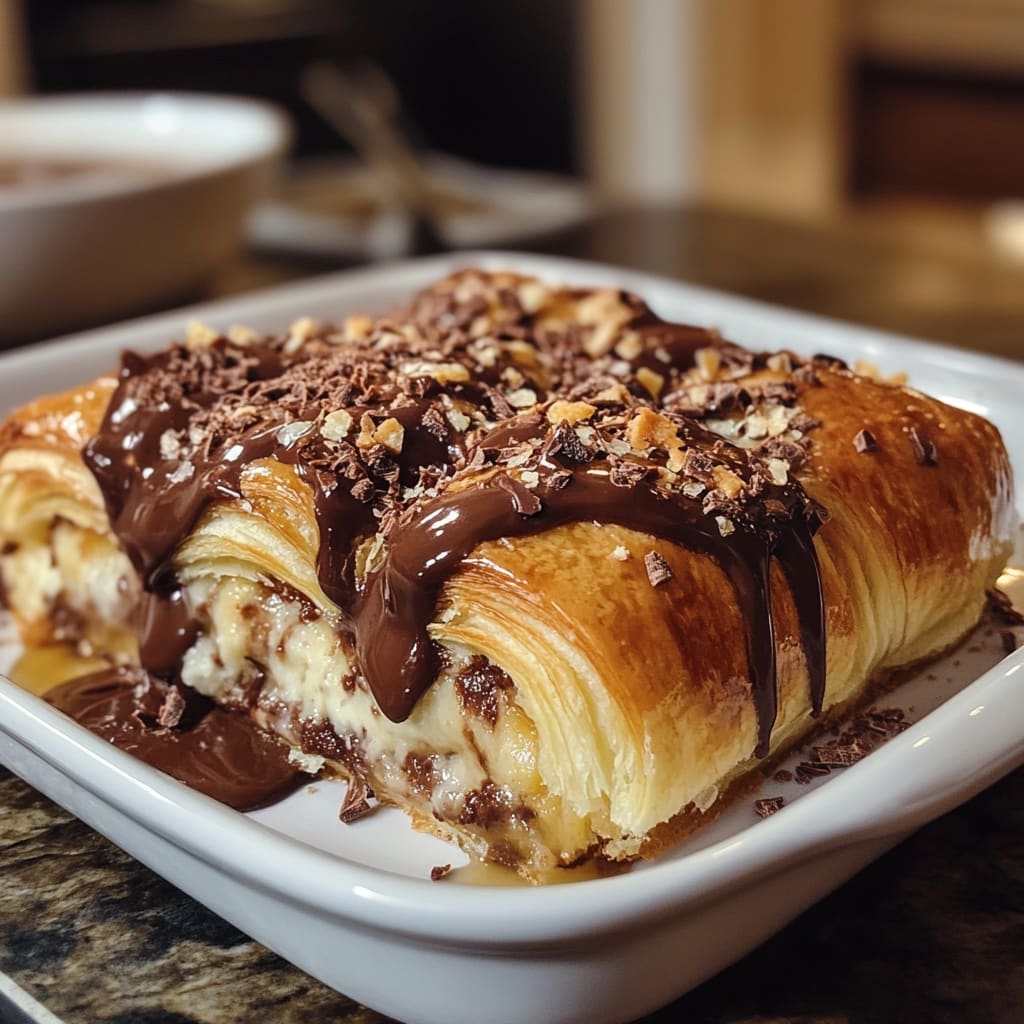 Chocolate Croissant Breakfast Bake with Flaky Layers