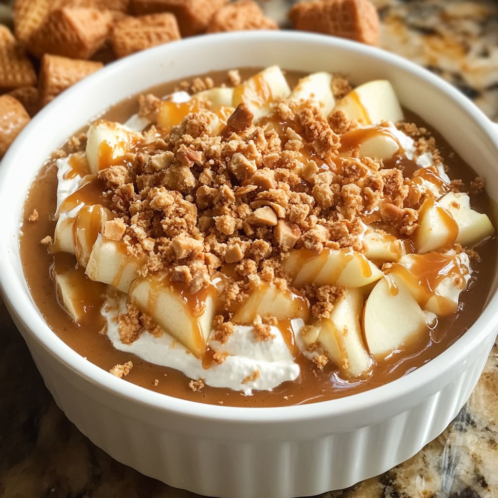Cream Cheese Caramel Apple Dip with Toffee Bits