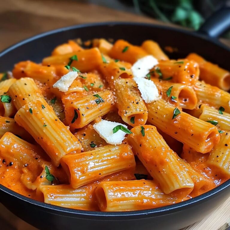 Creamy Rigatoni with Tomato Sauce