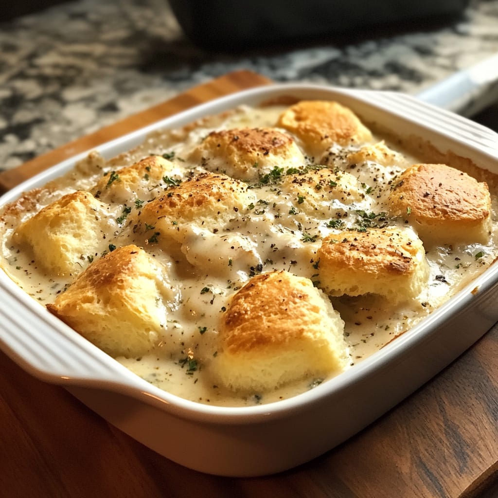 Easy Biscuits & Gravy Casserole