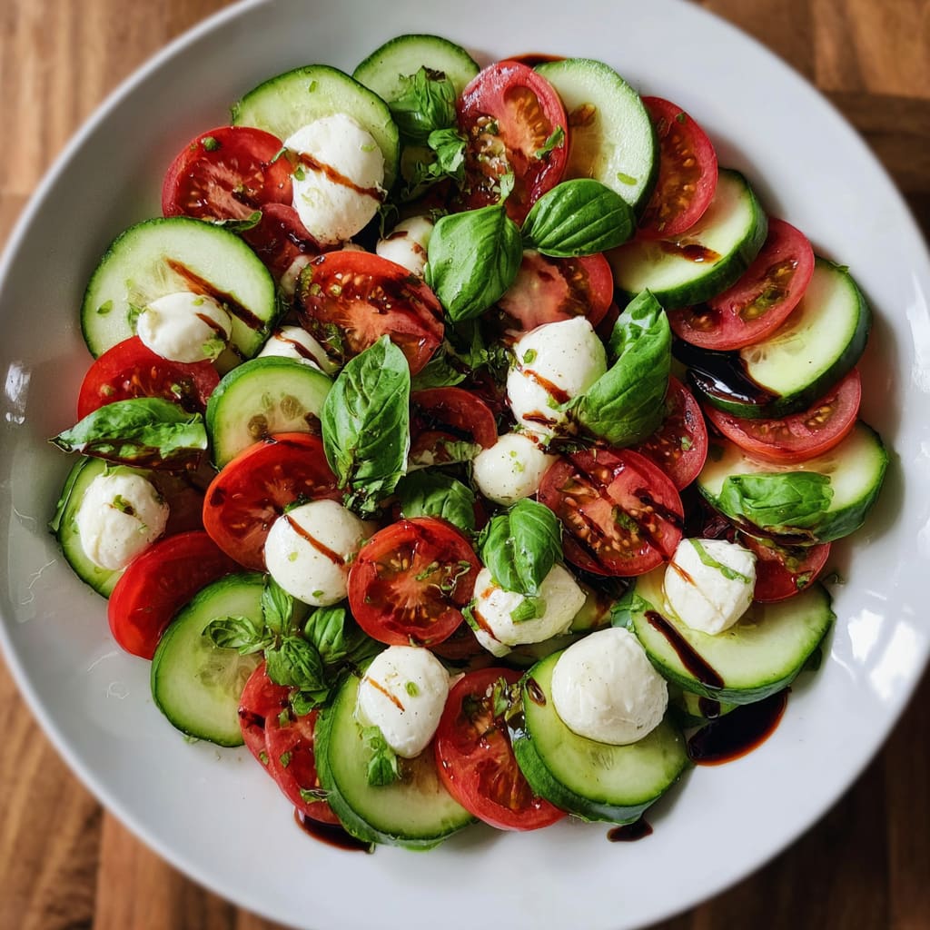 Easy Cucumber Caprese Salad