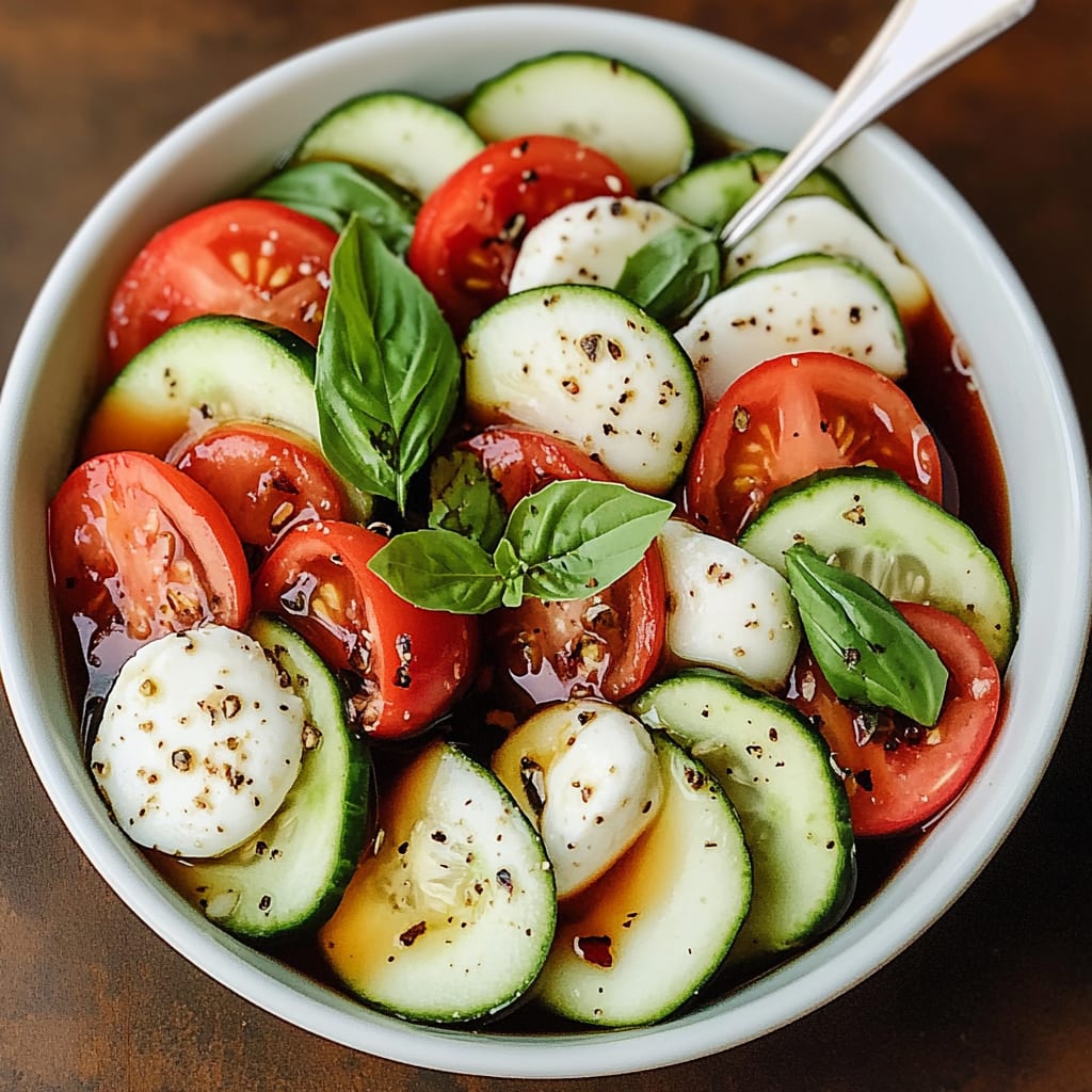 Easy Cucumber Caprese Salad