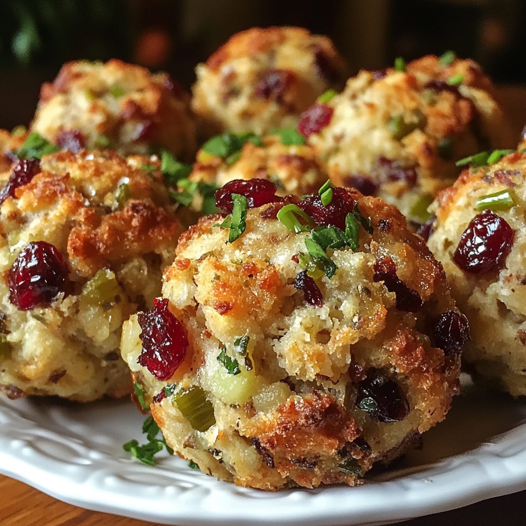 Festive Cranberry Turkey Stuffing Balls