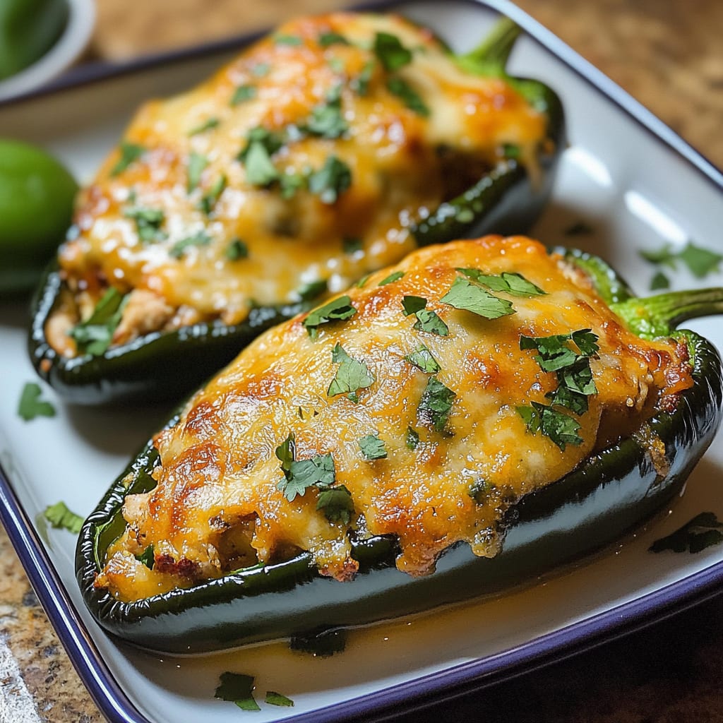 Homemade Chicken Stuffed Poblano Peppers