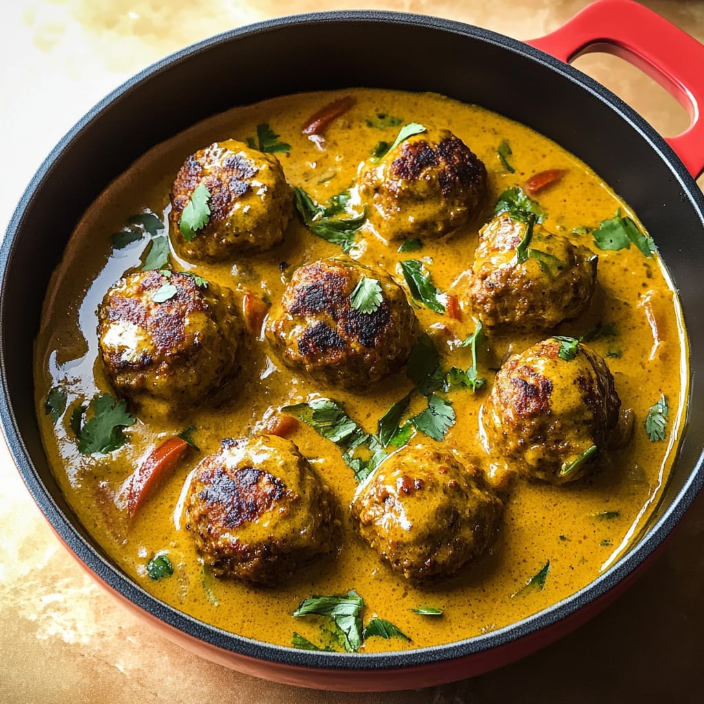 Jerk Meatballs In Coconut Curry Sauce