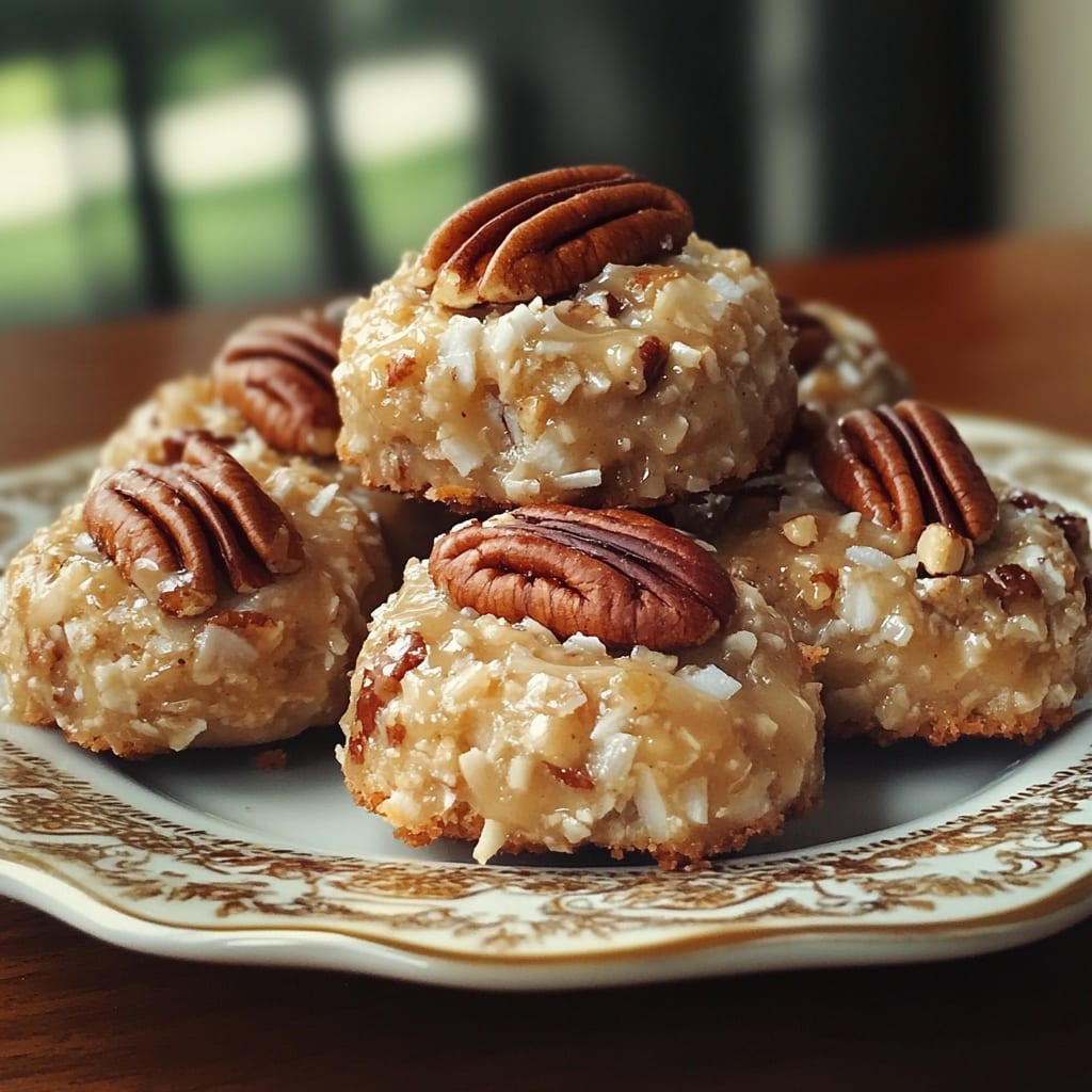No Bake Coconut Pecan Praline Cookies