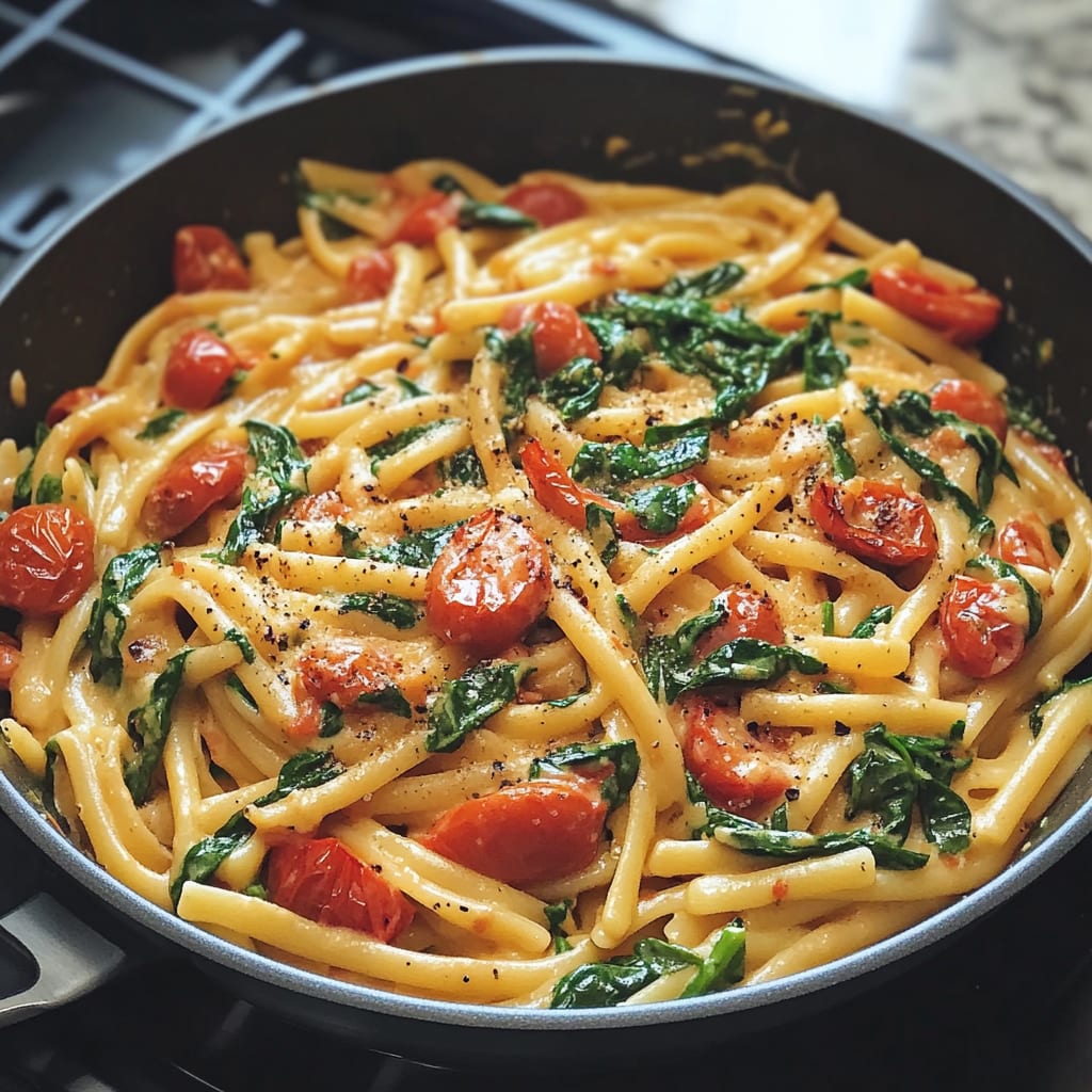 One-Pot Spinach Tomato Pasta