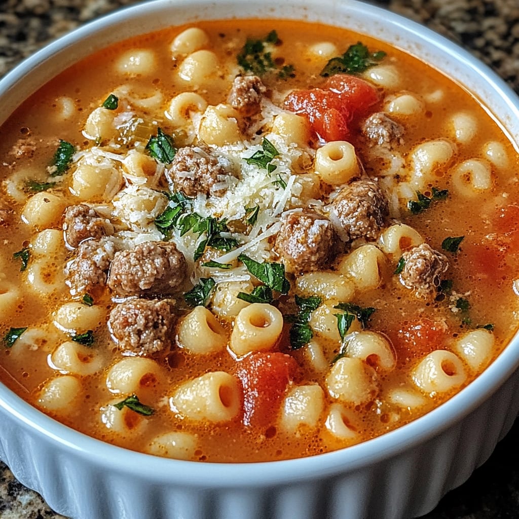 Parmesan Italian Sausage Ditalini Soup