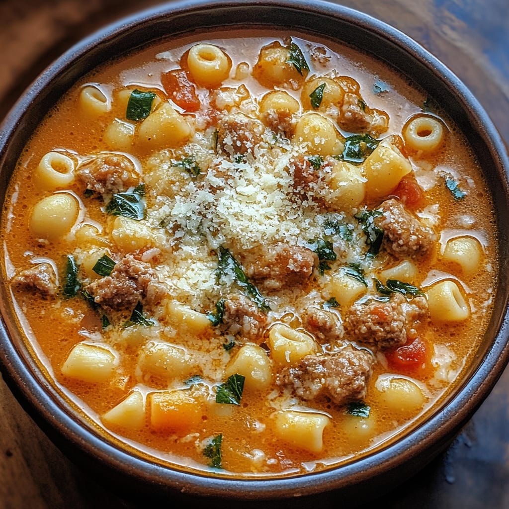 Parmesan Italian Sausage Ditalini Soup
