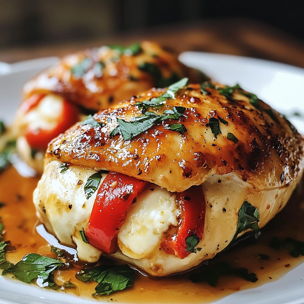 Roasted Red Pepper & Mozzarella Stuffed Chicken