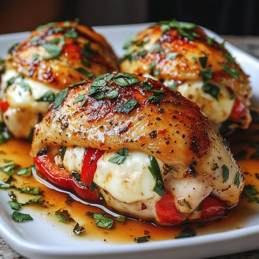 Roasted Red Pepper & Mozzarella Stuffed Chicken